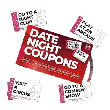 Giftrepublic 100 date Night Coupons - Rood-Wit / 5 x 15 x 9.5 cm / Karton