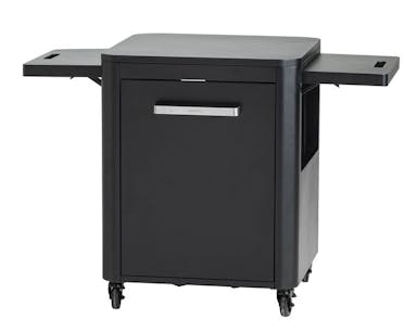 Cozze Cozze® Trolley with 1 door and foldable side tables, 67 x 67 x 90 cm - Black / Stainless Steel