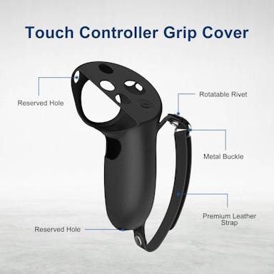 Siliconen Case met Strap Geschikt Voor Oculus Quest Pro Touch Controller - Zwart