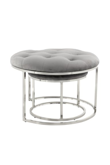 Lalee Avenue Stool Myla 100-IN set of 2 (LxWxH) Ø 40 / 60 x 32 / 41 cm - Gray / Silver