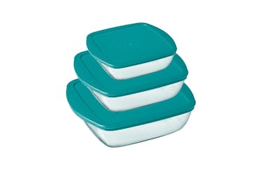 Pyrex Cook & Store Bowl Square with Lid Set of 3 Pieces