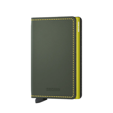 Secrid Slim wallet mat green & lime - Groen / 9,7 x 6,5 x 1,6 cm / Aluminium-Leer-Kunststof