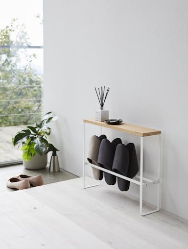 Yamazaki Wood-top slipper rack - Tower - White - White
