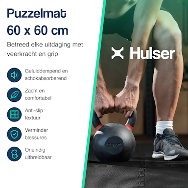 Hulser Puzzelmat - 60 x 60 x 1 cm - 12 stuks - 4,32 m2 - Fitness vloermat