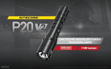 Nitecore P20 V2 LED-zaklamp, 1100 lumen, tactische zaklamp, drie gebruikersmodi, inclusief 2x CR123A