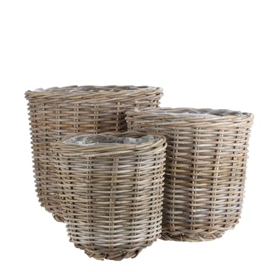 Mica Decorations Marcia Outdoor Plant Basket - Set of 3 - H40 x Ø43 cm - Grey