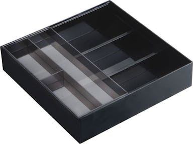 Yamazaki Extendable cutlery tray with slide - Tower - black - Black
