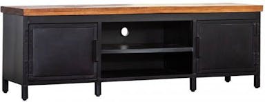 Furnilux - TV Furniture Black - TV Furniture Industrial Mango Wood - 2 Doors - 170 cm