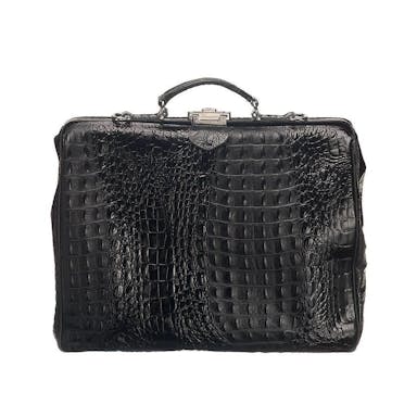 Mutsaers Leather Laptop Bag - The Classic - Black Croco / 17.3 inch