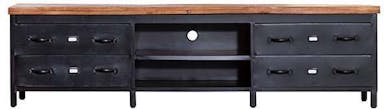 Furnilux - TV Furniture Black - TV Furniture Industrial Mango Wood - 4 Drawers - 205 cm