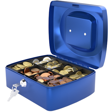 ACROPAQ Money Box - Money Box with Key, 20 x 16 x 9 cm, Metal - Money Safe, Money Drawer - Blue