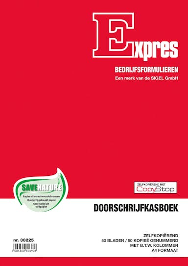 Sigel Expres kasboek met btw kolom, ft A4, Nederlandstalig, dupli (50 x 2 vel) 2 stuks