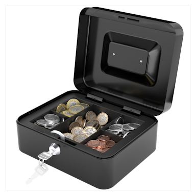 ACROPAQ Money Box - Money Box with Key, 20 x 16 x 9 cm, Metal - Money Safe, Money Drawer - Black
