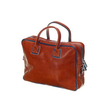 Mutsaers Leather Laptop Bag - The Sleeve Plus - Cognac Blue / 13.3 inch