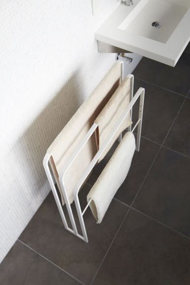 Yamazaki Bath towel hanger with 3 bars - Tower - White