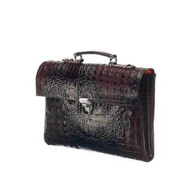 Mutsaers Leather briefcase - The Walker - Brown Croco