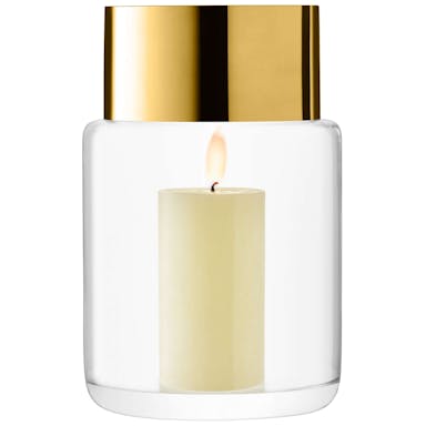 L.S.A. Aurum Vase/Lantern H30cm Clear/Gold - Gold / Glass
