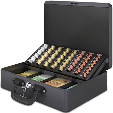 ACROPAQ Money Box - Premium, Cave, Money Box with Key, 36 x 27 x 11 cm - Money Safe with Coin