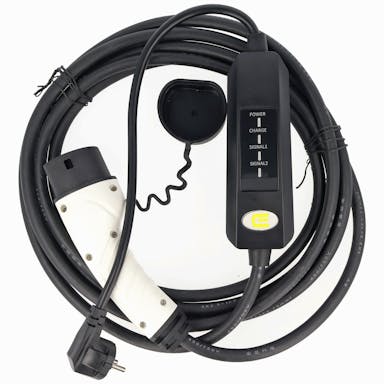Charging cable for electric cars with SchuKo plug on type 2 Mode2 230V 16A 1-phase charging technolo