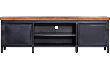 Furnilux - TV Furniture Black - TV Furniture Industrial Mango Wood - 2 Doors - 170 cm