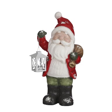 House of Seasons Kerstman met Lantaarn Kerstbeeld - L23 x B16 x H45 cm - Rood