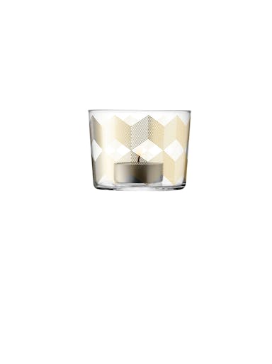 L.S.A. Chevron Tealight Holder H 6 cm Assorted Set of 4 Pieces - Gold / Glass