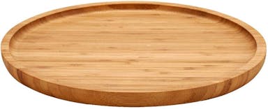 Platte serveerplank van bamboe rond 25 cm