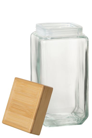 J-Line Pot In Glas Brad Glas/Bamboo Transparant/Naturel Extralarge