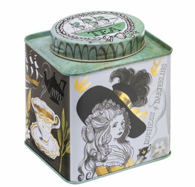 Tea Tin Versaille - Storage Tin - Tin - 10.5 x 10.5 x 12.5 cm - Green/White/Black/Gold