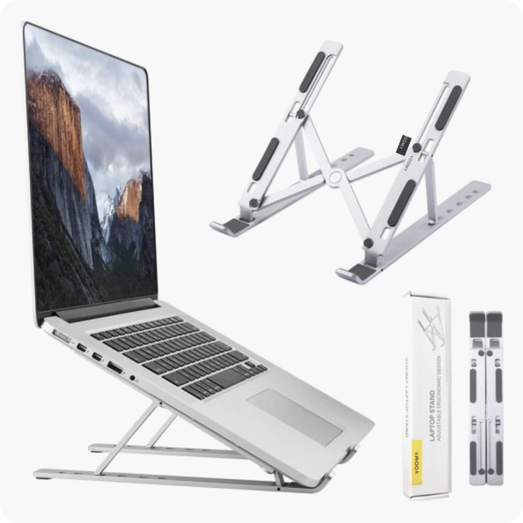 Voomy Office Laptop Stand Adjustable - Ergonomic - Aluminium Silver