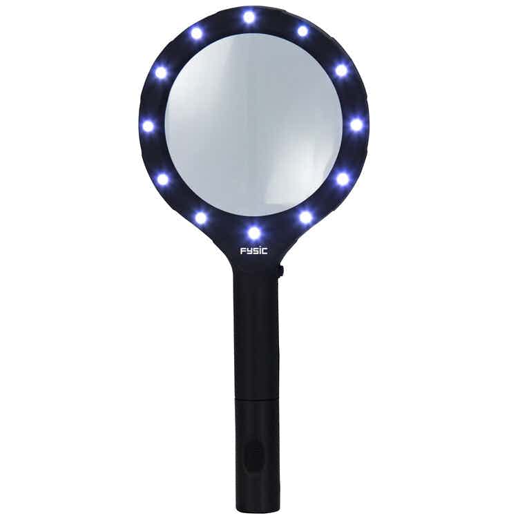 Fysic Magnifier with LED light, magnification 2,5x, black
