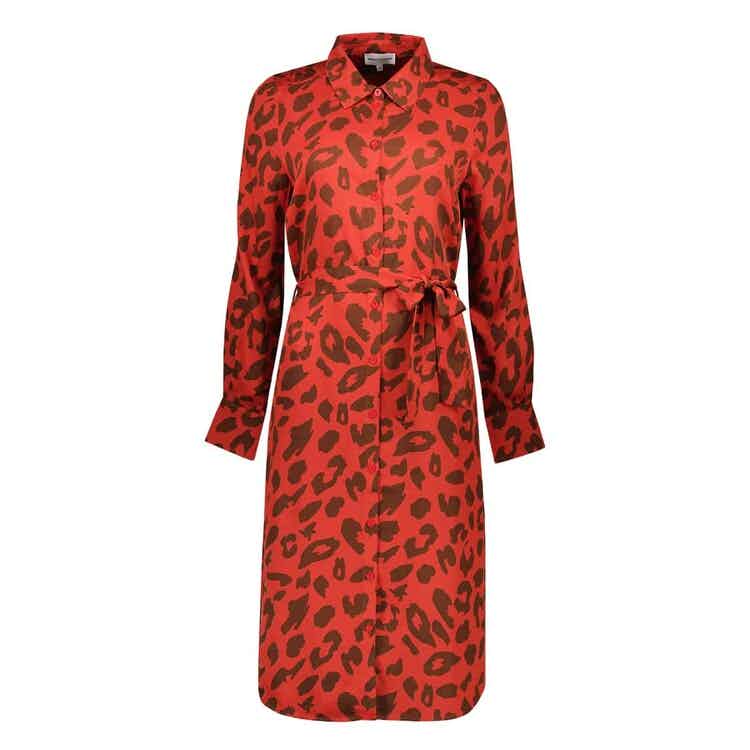 Merel Red Leopard jurk